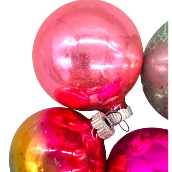Set Of 7 Shiny Brite Christmas Tree Mercury Glass Ornament Vintage - Picture 4 of 16